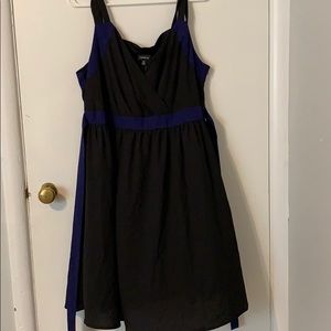 Torrid Sleeveless black dress trimmed royal blue